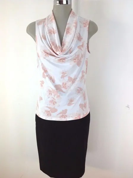 НОВАЯ красивая кремовая/румяная блузка без рукавов с цветочным принтом Andrew Marc, размер M, L, XL