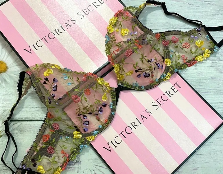 Victorias Secret DREAM ANGELS Бюстгальтер без подкладки с глубоким вырезом Sweet Praline Embroidery 32DD