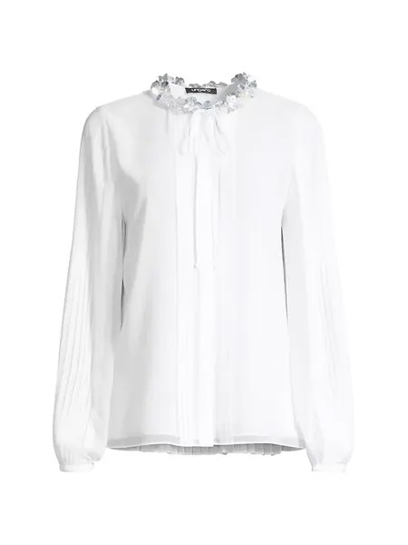 Блуза из креп-шифона с украшением Dakota Ungaro, белый
