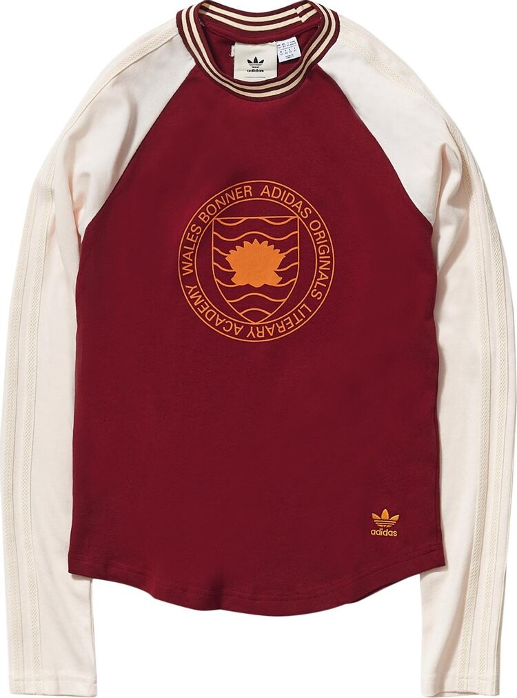 Футболка adidas x Wales Bonner Graphic Long-Sleeve T-Shirt 'Collegiate Burgundy', красный