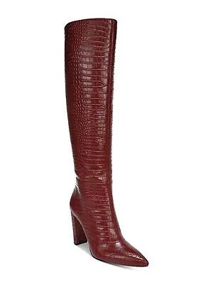 SAM EDELMAN Женские красные крокодиловые кожаные сапоги Raakel с острым носком на блочном каблуке 6 M