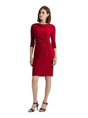 Женское красное платье-футляр RALPH LAUREN с рукавами 3/4 выше колена 14