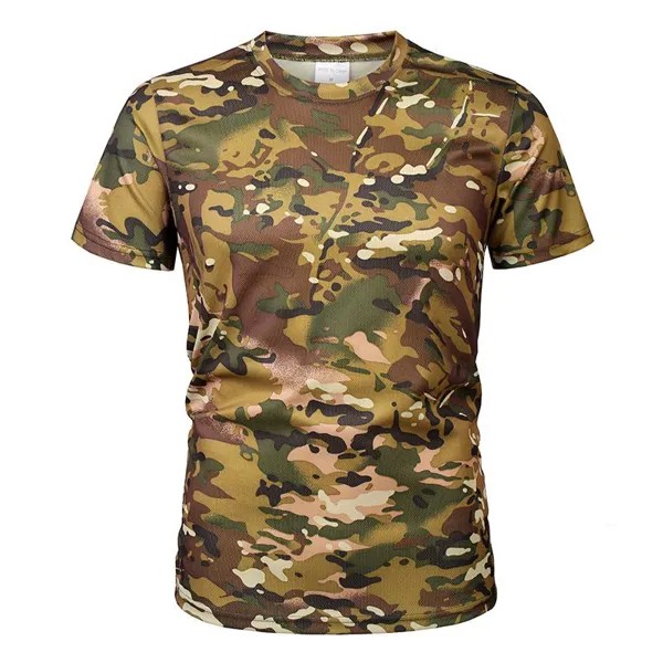 Военно-тактическая мужская рубашка Камуфляж Армия Быстро сухая дышащая рубашка с коротким рукавом Мужская повседневная рубашка