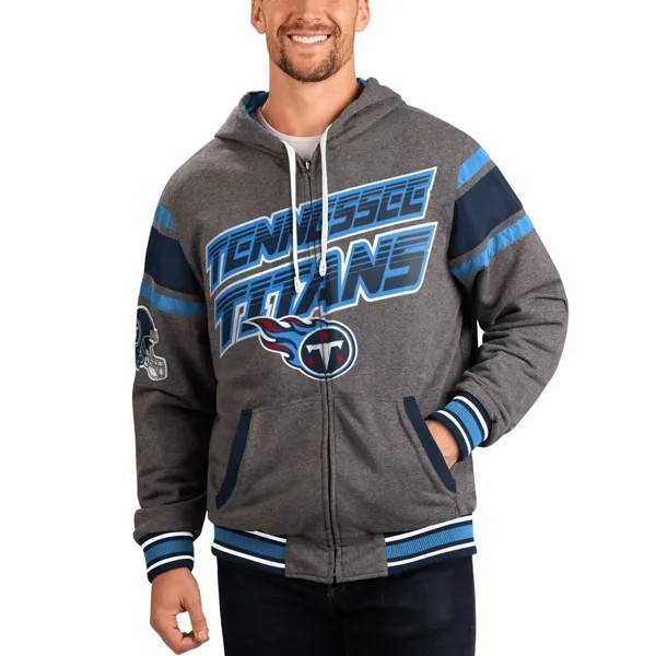 Мужская спортивная куртка Carl Banks темно-синего/серого цвета Tennessee Titans Extreme с двусторонней толстовкой и молнией во всю спину G-III