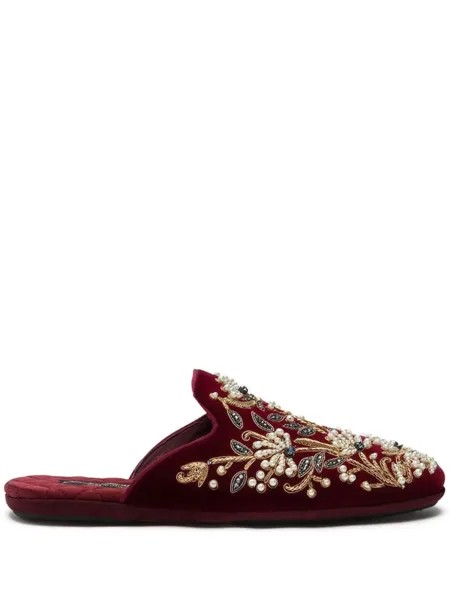 Dolce & Gabbana слиперы с вышивкой бисером, красный