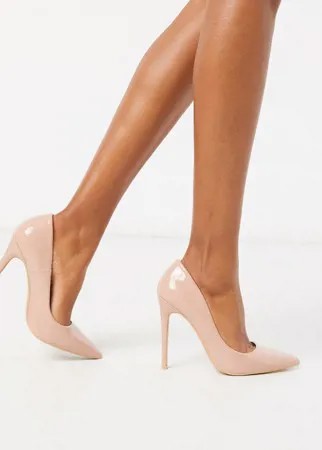 Розовые лакированные туфли-лодочки на каблуке Missguided-Золотистый