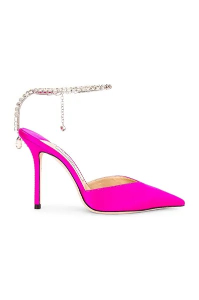 Туфли Jimmy Choo Saeda 100 Satin, цвет Fuchsia & Crystal Honey