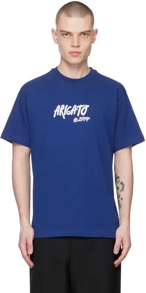 Синяя футболка с биркой Axel Arigato