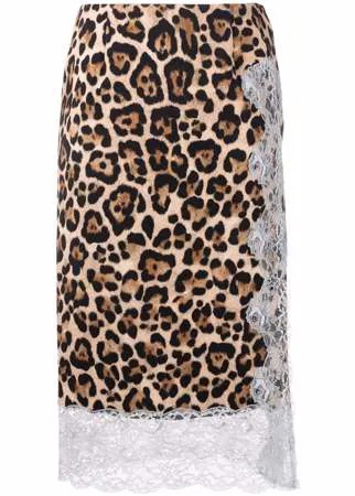 Blumarine юбка миди с леопардовым принтом