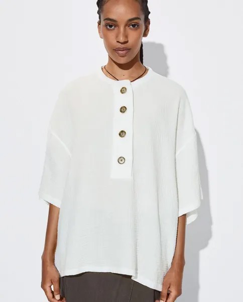 Структурированная женская рубашка с однотонными пуговицами Parfois, белый