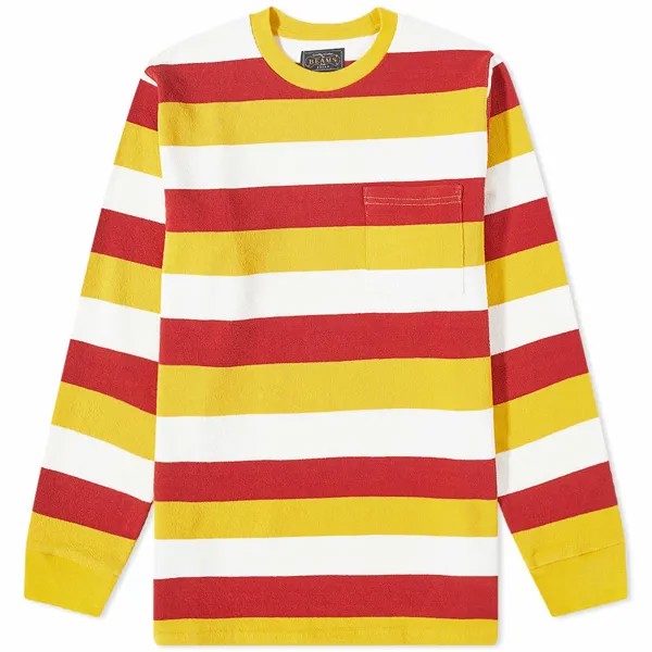 Футболка Beams Plus Long Sleeve Stripe Pocket Tee