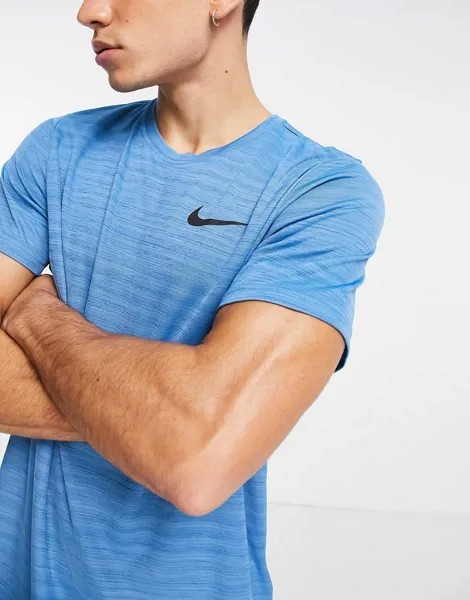 Голубая меланжевая футболка Nike Training Dri-FIT Superset-Голубой