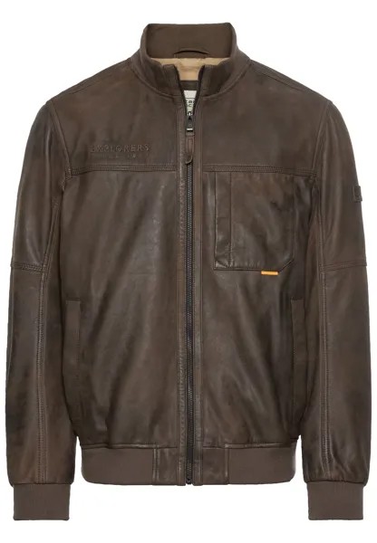 Кожаная куртка Camel Active Lederblouson mit Strickkragen, коричневый