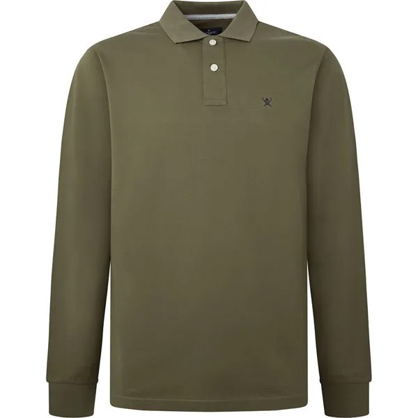 Поло с длинным рукавом Hackett Slim Fit Logo, зеленый