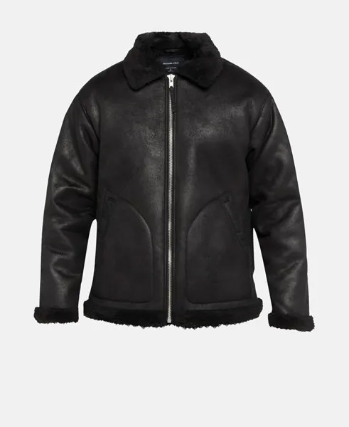 Кожаная куртка Abercrombie & Fitch, черный
