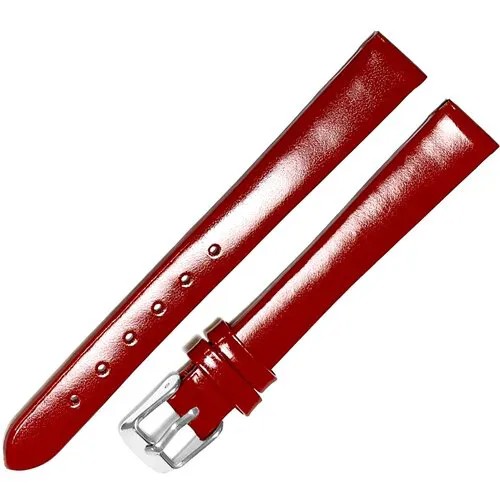 Ремешок 1205-01 (бор) ЛАК Бордовый красный кожаный ремень 12 мм для часов наручных лаковый из натуральной кожи лакированный
