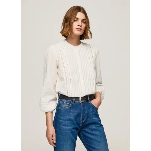 Блуза  Pepe Jeans, укороченный рукав, манжеты, размер XL, белый