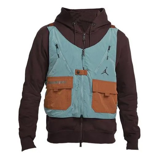 Куртка Men's Air Jordan Multiple Pockets Solid Color Logo Detachable Fleece Lined Hooded Jacket Coffee, мультиколор