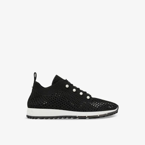Трикотажные кроссовки Veles с низким берцем и жемчугом Jimmy Choo, черный