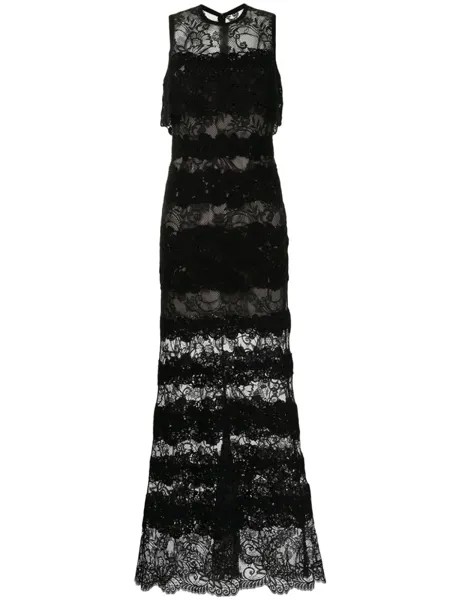 Elie Saab платье без рукавов с кружевными вставками, черный