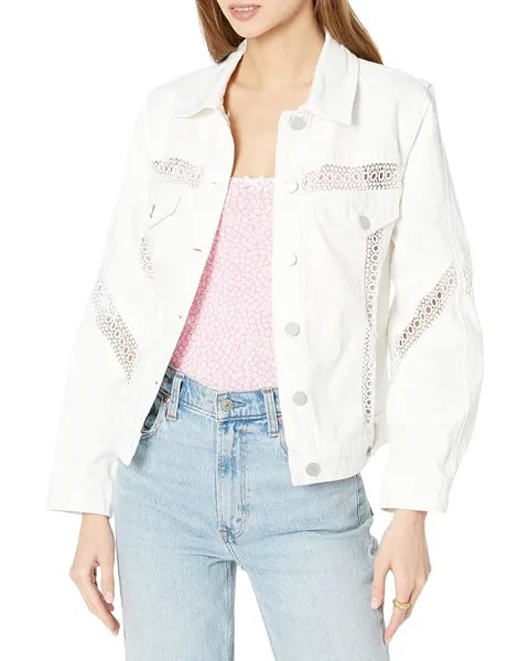 Куртка Blank NYC Oversized White Denim Trucker with Crochet Trim in Infinite Road, цвет Infinite Road