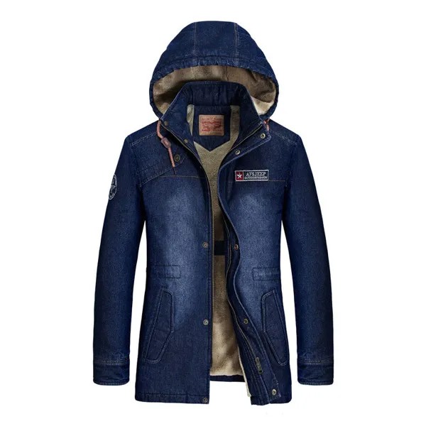 Модные мужские зимние теплые джинсовые куртки Mcikkny с флисовой подкладкой термальная верхняя одежда топы для мужчин парка Съемная шапка