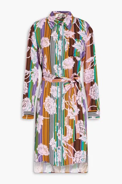 Платье-рубашка мини из крепдешина с принтом Prita Diane Von Furstenberg, сирень