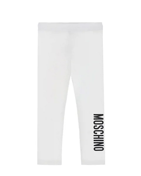 Белые леггинсы с логотипом Moschino детские