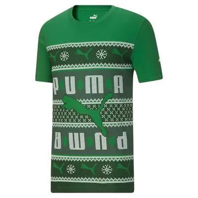 Puma Ugly Sweater Crew Neck Футболка с коротким рукавом Мужские зеленые повседневные топы 672834-8