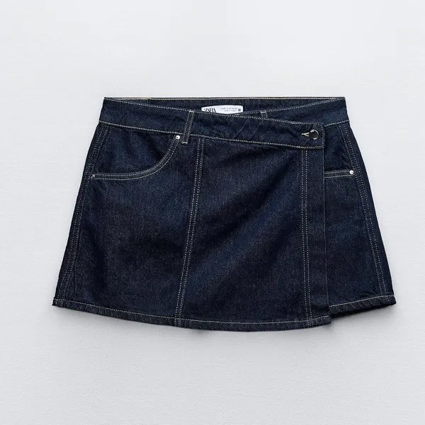 Юбка-шорты Zara Z1975 Denim Crossover, темно-синий