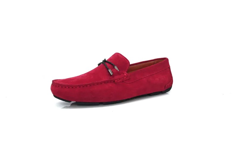 Замшевые мокасины ручной работы SHENBIN, повседневная мужская обувь темно-розового цвета