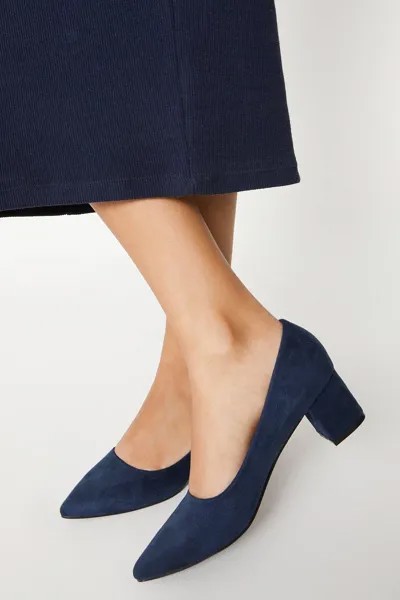 Туфли-лодочки Diani на низком блочном каблуке с острым носком Wallis, темно-синий