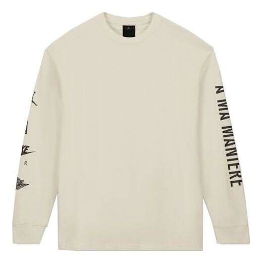 Футболка Air Jordan x A Ma Maniere Jointly Signed Logo Printing Round Collar Long Sleeve Male White, белый