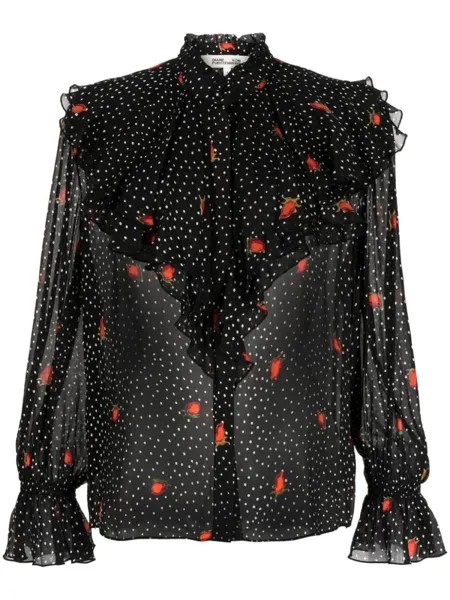 Diane Von Furstenberg шифоновый топ Maryse с цветочным принтом, черный
