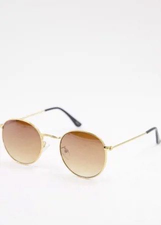 Круглые солнцезащитные очки золотистого цвета в стиле унисекс Jeepers Peepers-Золотистый
