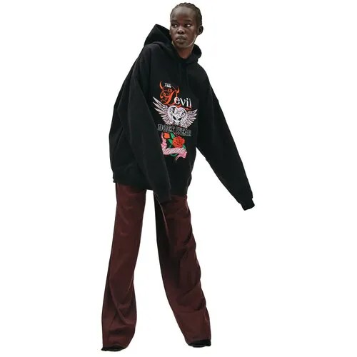 VETEMENTS Черное худи с вышивкой Devil L