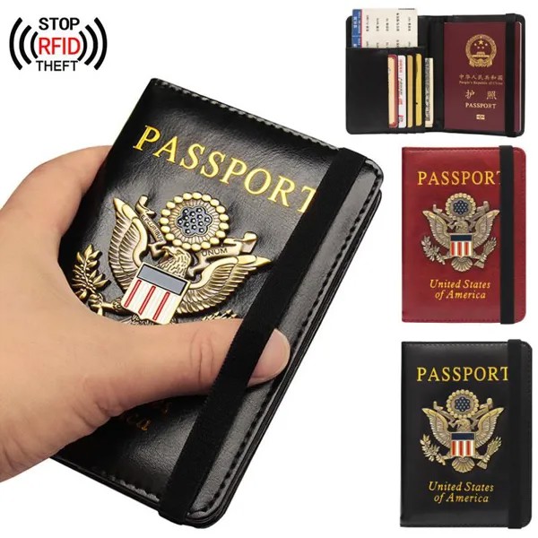 Новый США Америка RFID Паспорт Обложки Держатель Женщины Мужчины Бизнес PU Кожа ID Банковская карта Хранение Кошелек Кошелек Чехол Для путешествий Аксессуары