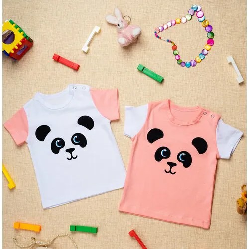 Футболка Chic Panda, размер 86, коралловый