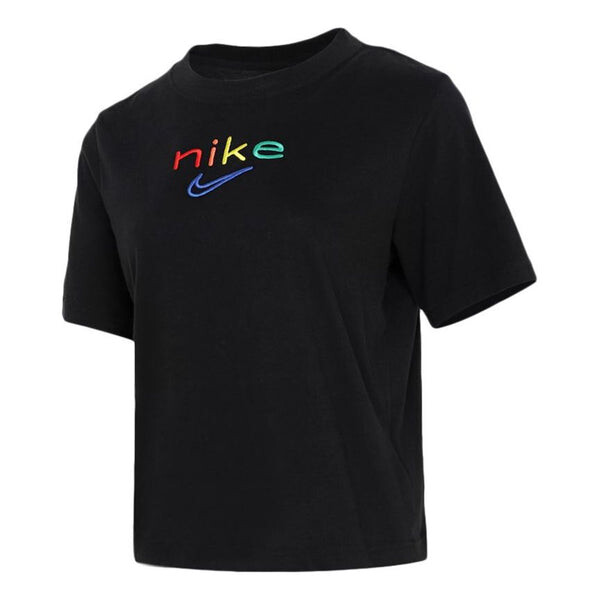 Футболка dri fit свободные с радужным логотипом спортивные Nike, черный