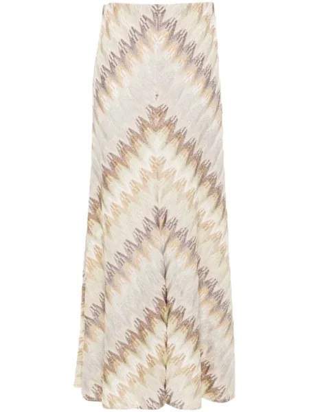 Трикотажная юбка с узором зигзаг Missoni, зеленый