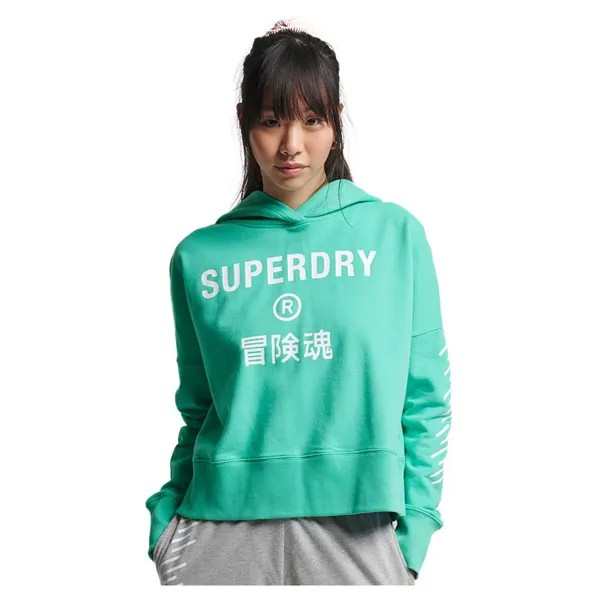 Худи Superdry Code Core Sport Crop Box, зеленый