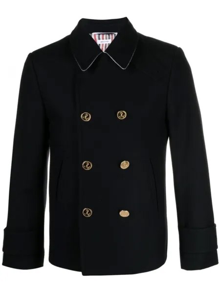 Thom Browne двубортный шерстяной бушлат, синий