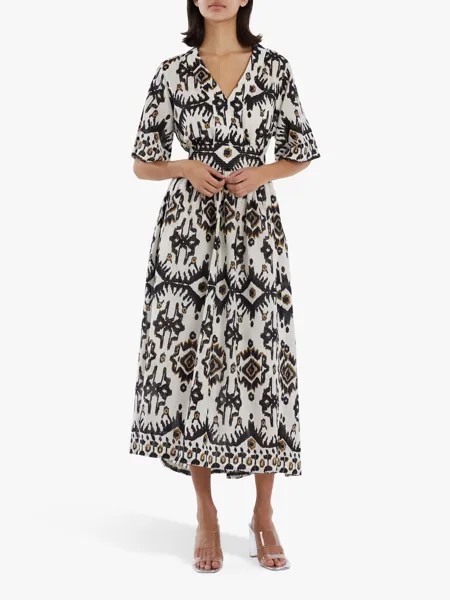Платье с принтом Lollys Laundry Sumia Ikat, черное