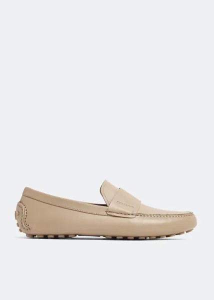 Лоферы FERRAGAMO Saddle driving loafers, бежевый