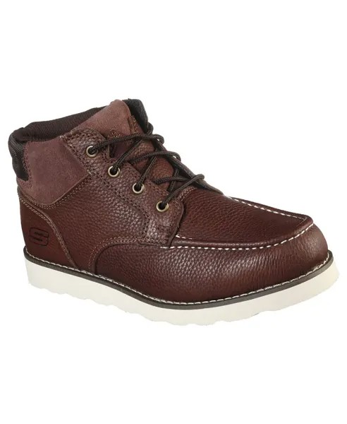 Темно-коричневые кожаные комфортные ботинки Skechers KADMIEL 200011/DKBR