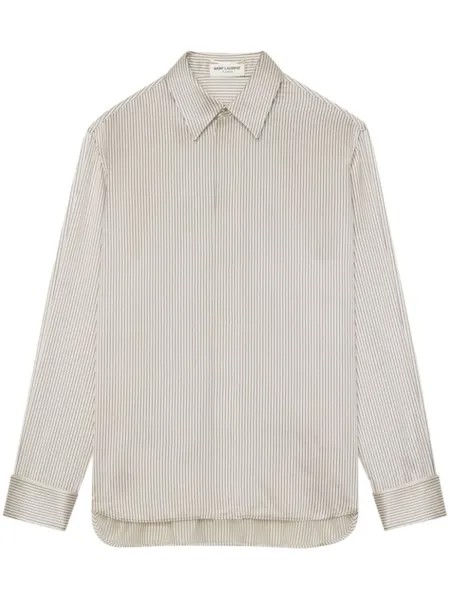 Saint Laurent шелковая рубашка в полоску, серый