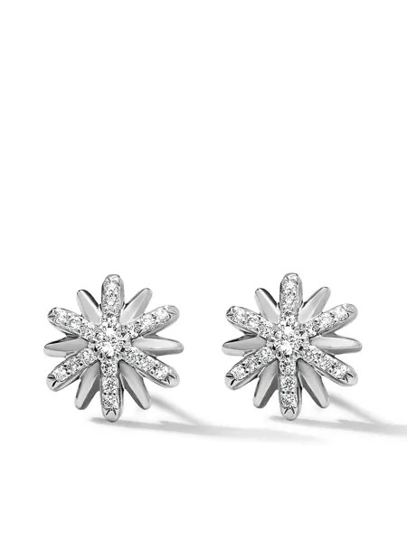 David Yurman серебряные серьги Petite Starburst с бриллиантами