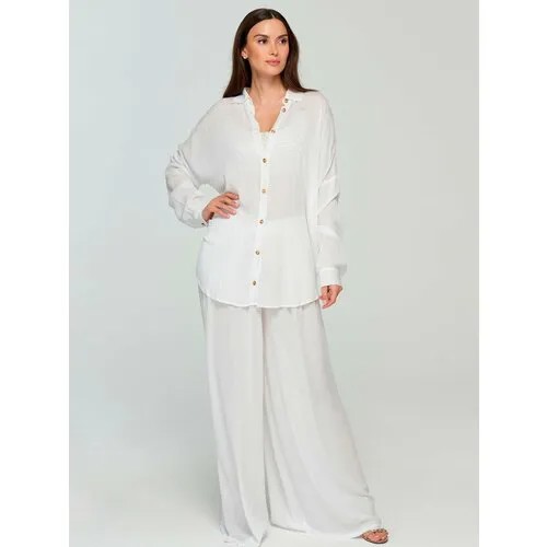 Блуза  Marc & Andre, свободный силуэт, однотонная, размер 46, белый