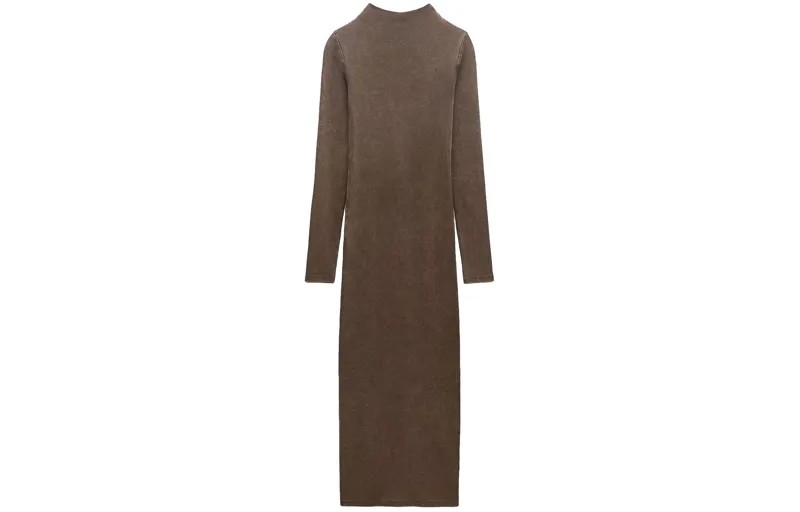 Платье с длинными рукавами женское коричневое Zara