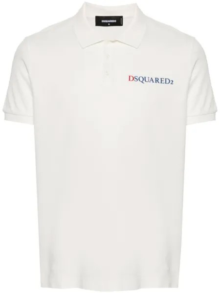 Рубашка поло из ткани пике с логотипом Dsquared2, белый